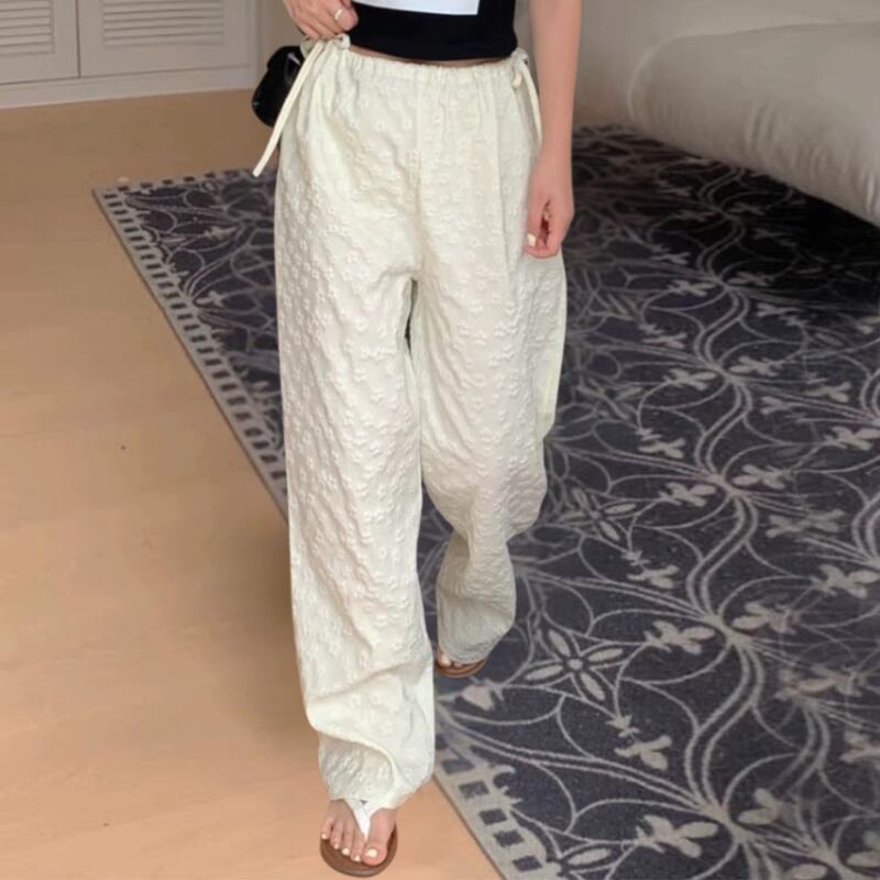 ミニフラワージャガードカジュアルパンツ R01107