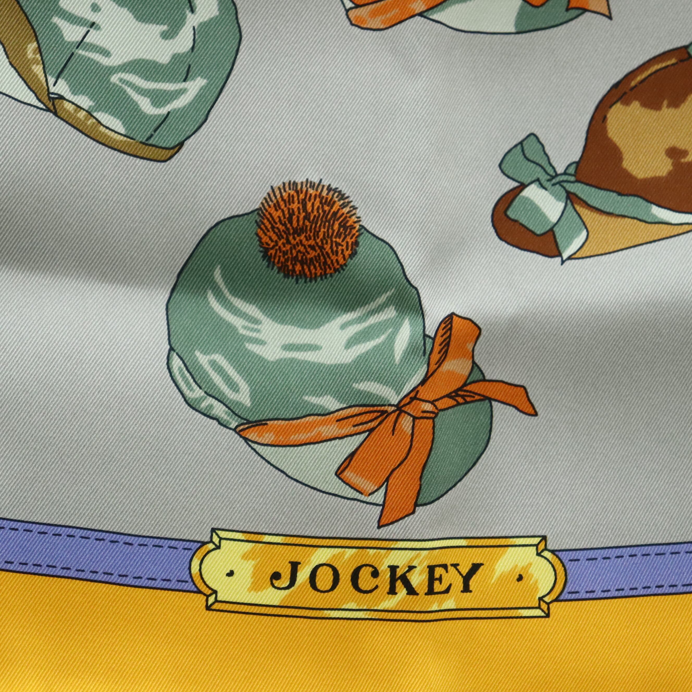 HERMES 美品 エルメス カレ70 JOCKEY 騎手 オレンジ シルク スカーフ