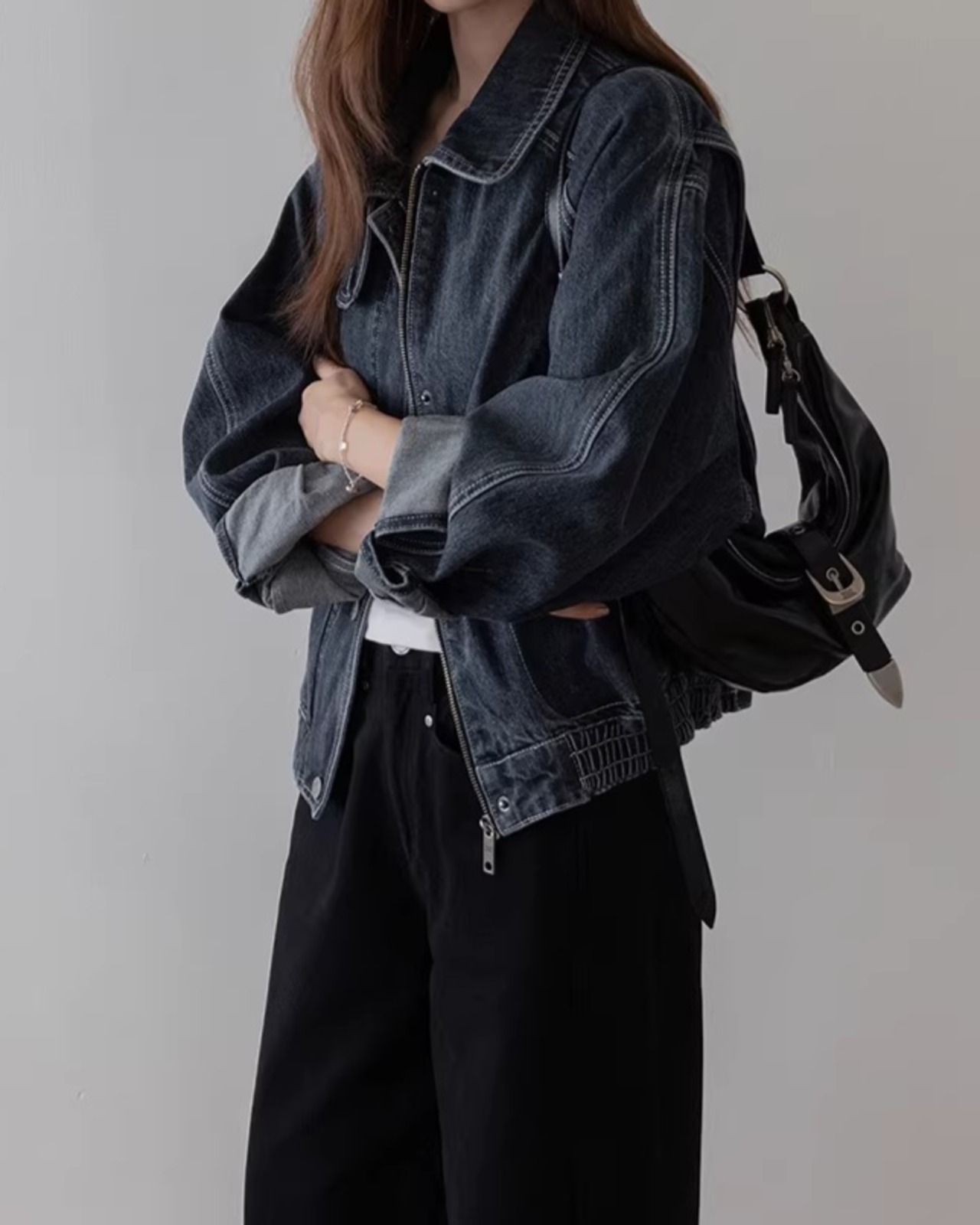 Denim oversized casual Jacket L0029