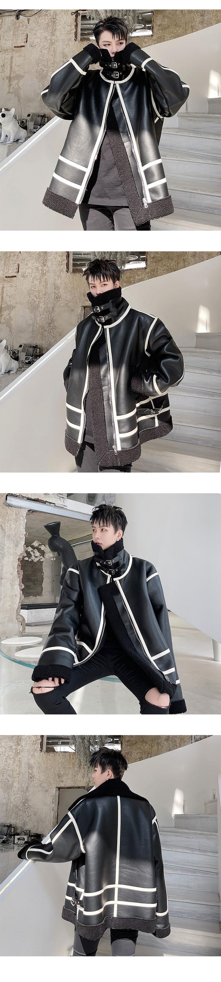 送料無料】KOREA x 原宿 ウィンターカラーベルベットレザージャケット