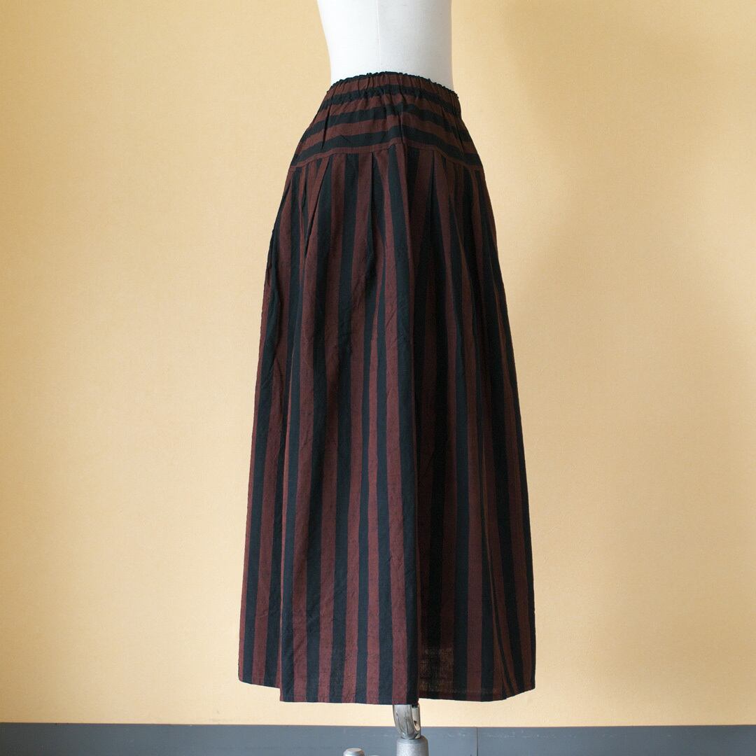 YAMMA ヤンマ産業 会津木綿タックスカート +10cm・おさむ縞 | CHELSEA  