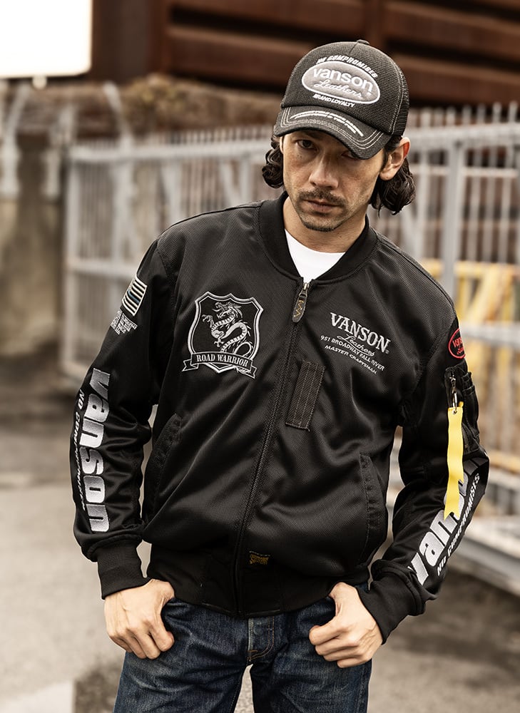 ★新品 VANSON VS26101S BK/SV MA-1 ジャケット M VS26101S メッシュMA-1ジャケット | vansonleathers
