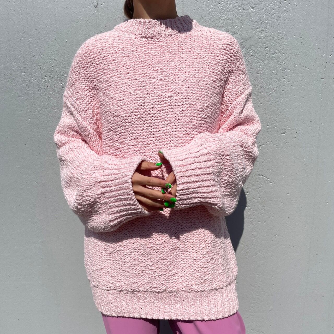 pastel color big knit sweater_LN01025