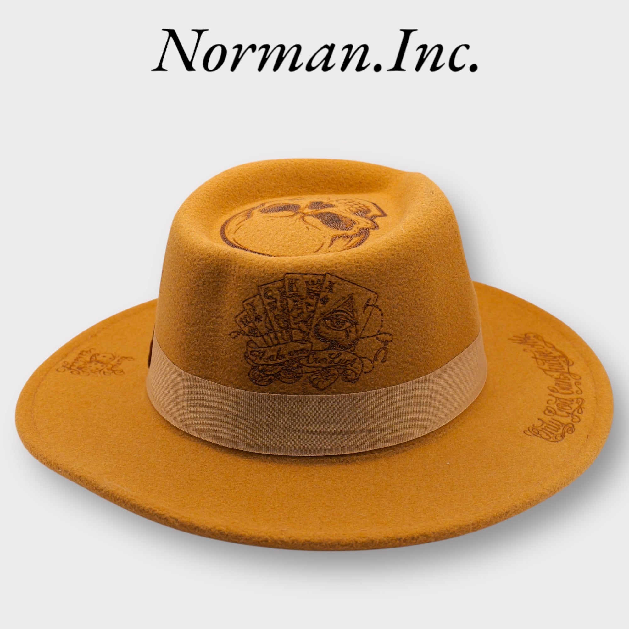 中折れハット　メンズ　ハット　帽子　タトゥー　アメカジ　ストカジ　キャメル　L 中折れハット メンズ ハット 帽子 タトゥー アメカジ ストカジ