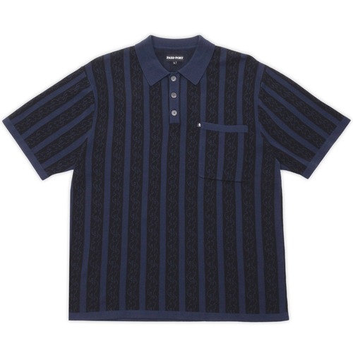 PASS PORT / PATTONED KNIT POLO NAVY