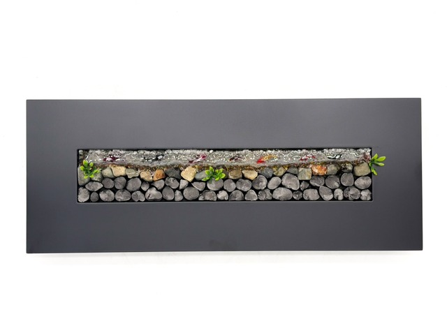 紀州備長炭 インテリア フレーム  『炭流鯉』 黒 Type B 置物 オブジェ 消臭 調湿