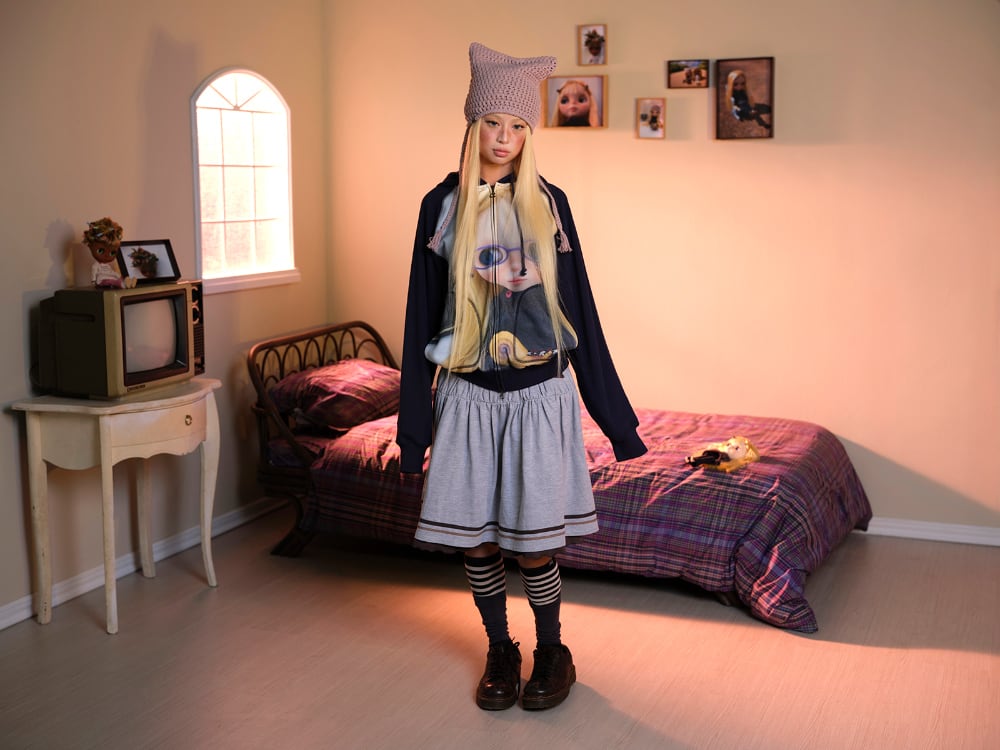 COYSEIO] COYSEIO X BLYTHE GRAPHIC ZIP-UP HOODIE NAVY 正規品 韓国