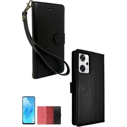 シズカウィル OPPO Reno9 A / Reno7 A ケース カバー 手帳型 シンプルケース 1個入り BLACK 1432