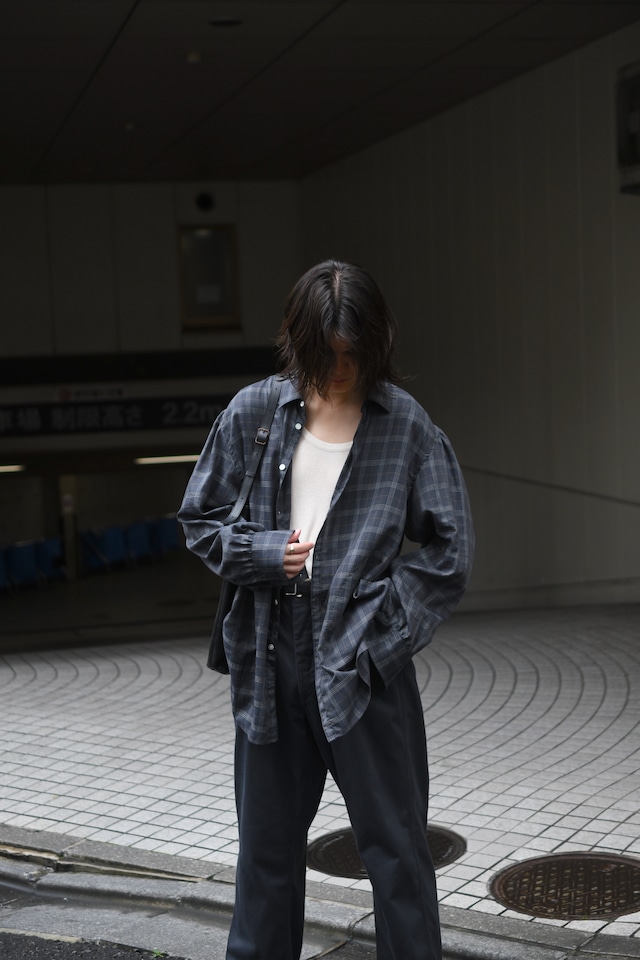 BISOWN / SZ BOIL COTTON SMOCK SHIRTS (TOP GRAY CHECK )