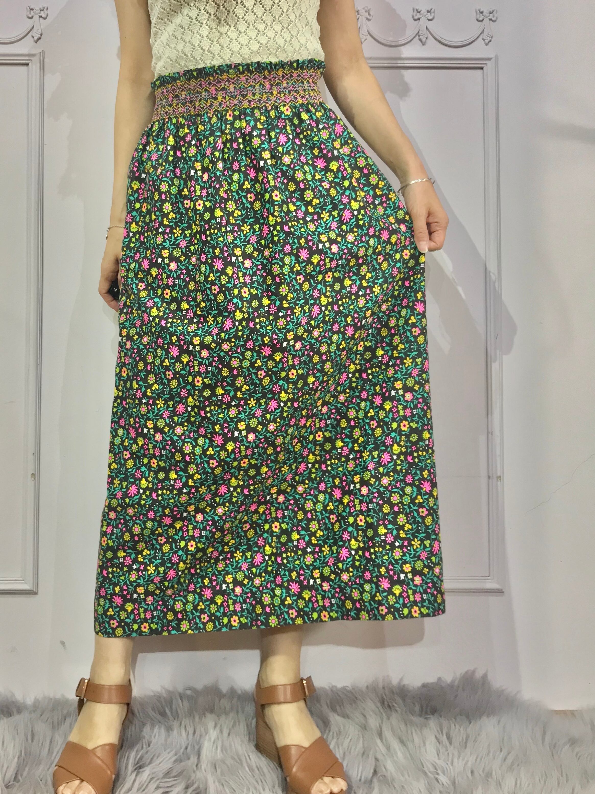 スモッキングフラワースカートlot2084