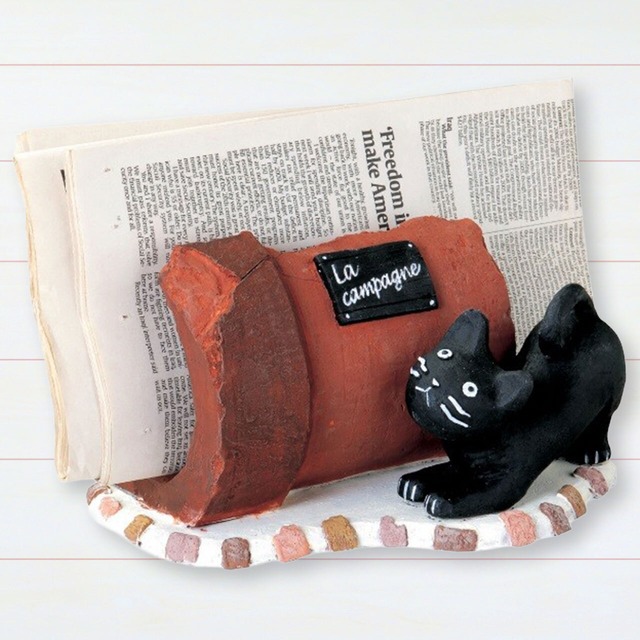 黒猫 CAT 新聞スタンド 書類立て インテリア 猫雑貨 猫グッズ【290】