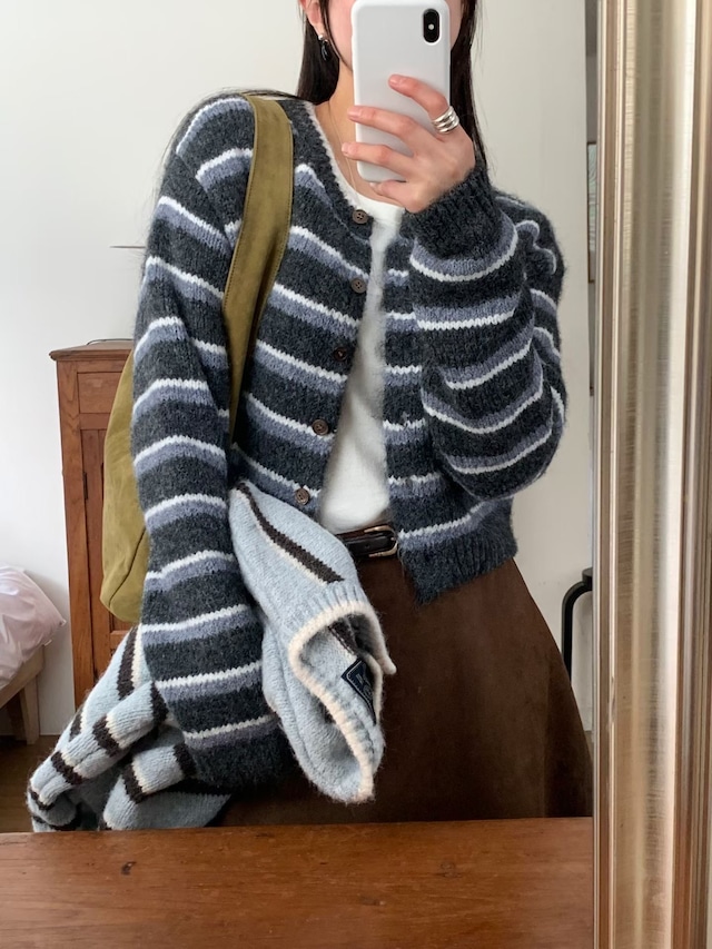 (予約) signature / Widen stripe cardigan 2color