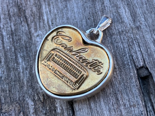 1920s CARHARTT HEART CHANGE BUTTON SLIVER 925 PENDANT TOP