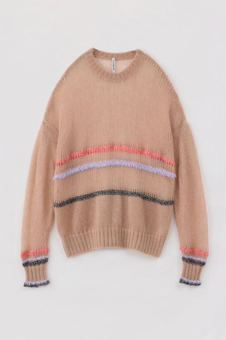A CCORDION SHEER MOHAIR PULLOVER シアーモヘヤプルオーバー PINK
