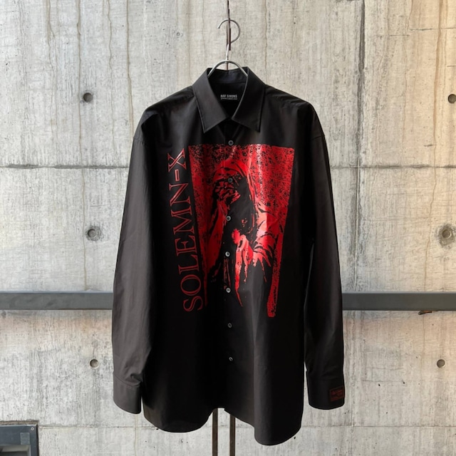 RAF SIMONS  Big fit shirt with printed Solemn-X  BLACK