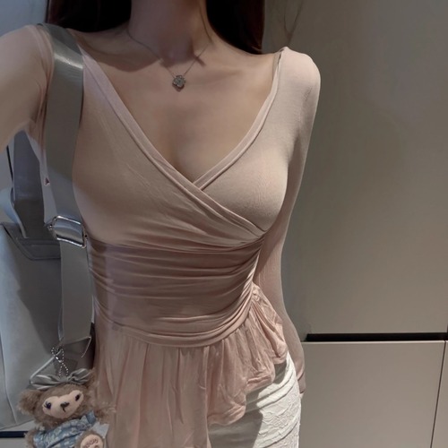 5色／カシュクールアシメペプラムトップス ・71868