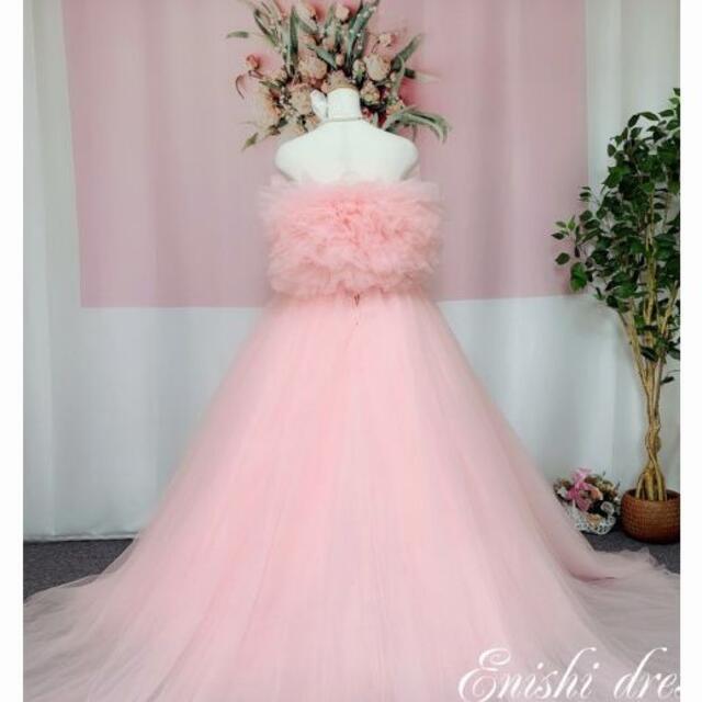 高品質！ カラードレス ピンク ソフトチュール ベアトップ 結婚