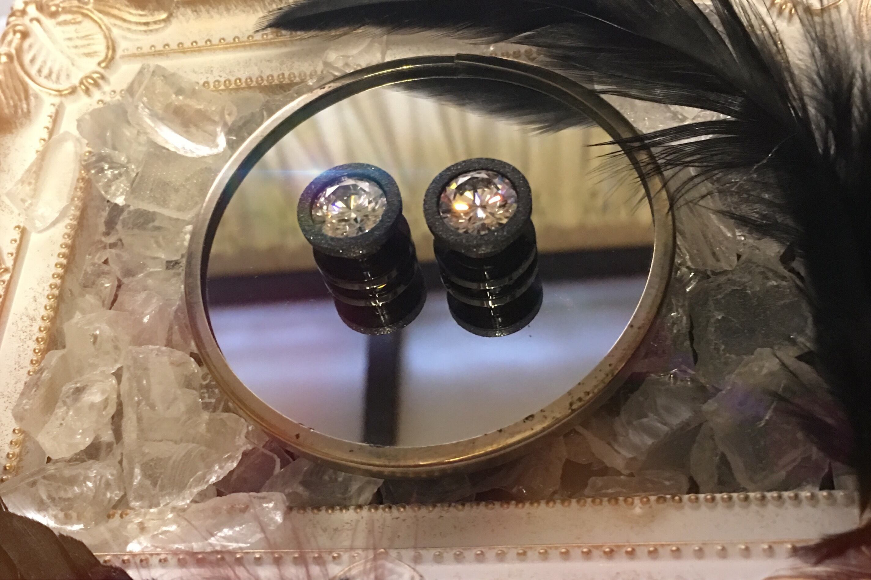 00G 10mm 1pc ジュエル トンネル スティール フレア ブラック ボディピアス 