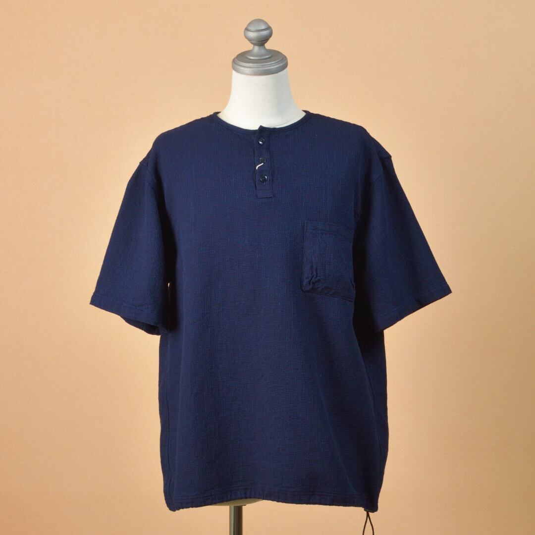 FOB FACTORY エフオービーファクトリー F3493 インディゴワッフルT【メンズ】インディゴの経年変化が楽しめるヘンリープルオーバー【送料無料】