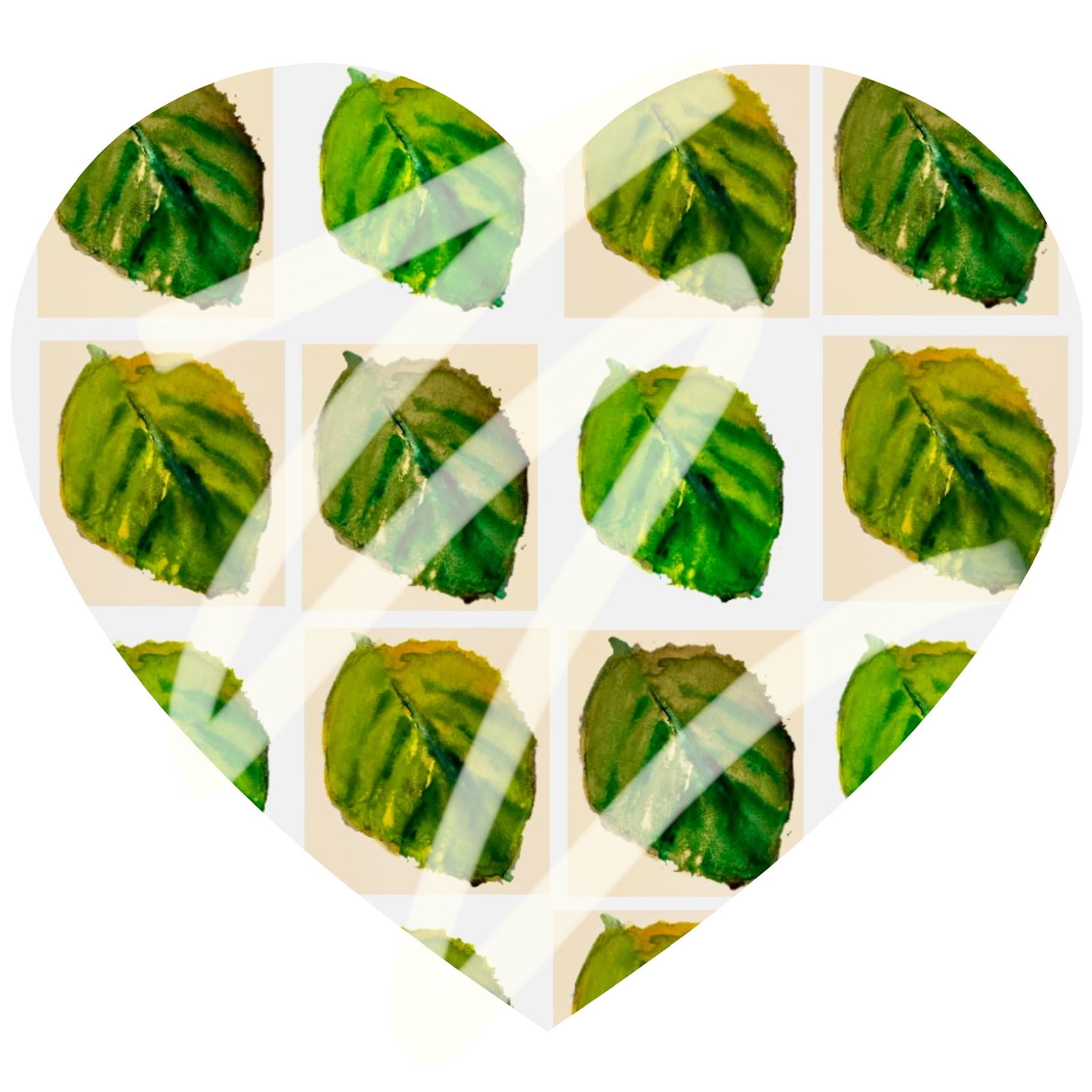 ポストカード2枚セット 葉っぱ グラデーション ハート | watercolor