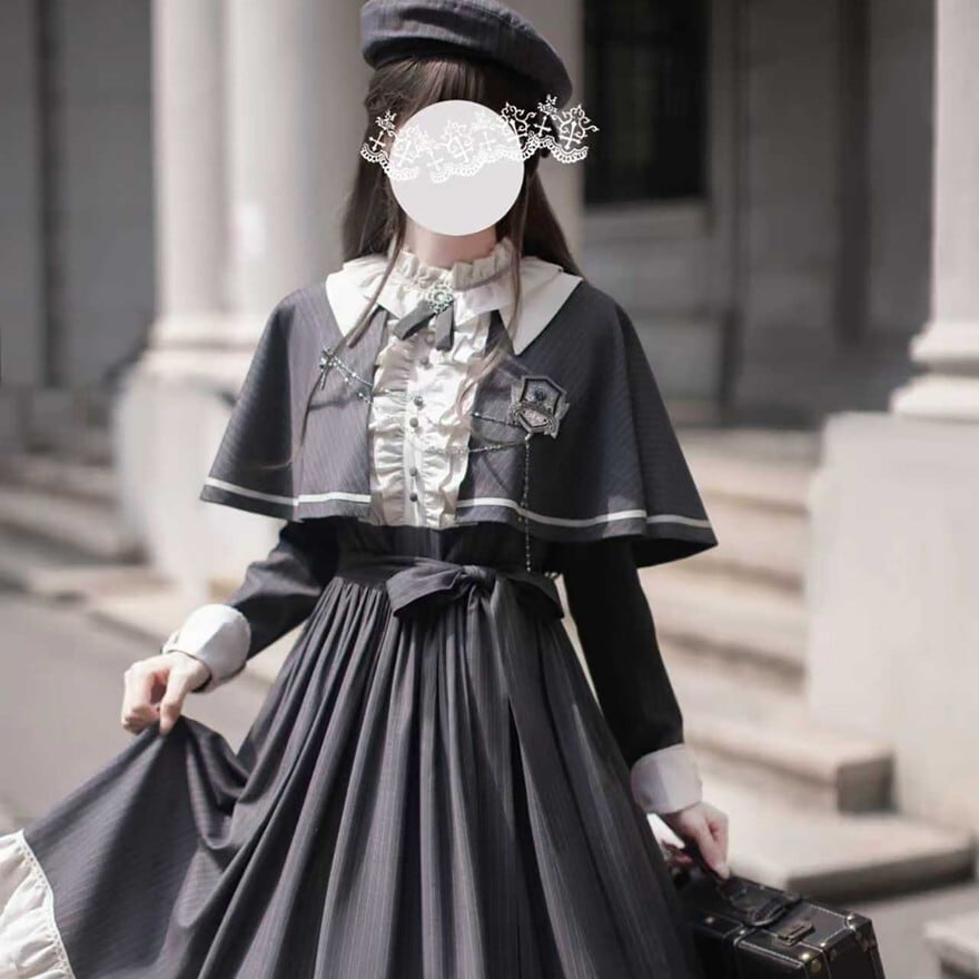 量産型 クラシカルロリィタ セットアップ ケープ ワンピース 蝶