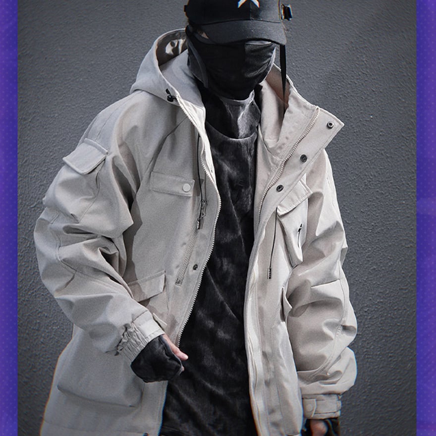 非売品⭐️東京 世界陸上 ジャケット ジャンバーウィンドブレーカー XL サイバーパンク ジャケット ハイネック フード付き マルチポケット