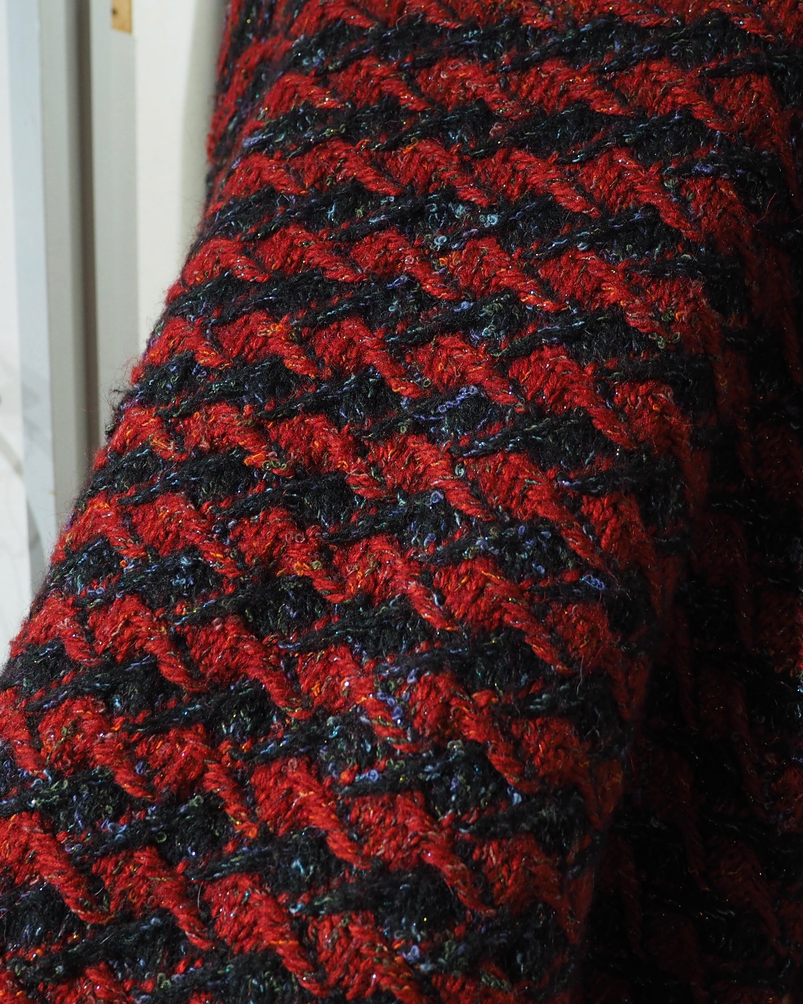 " Unknown " Zigzag Knitting × Luxury Decoration Vintage Wool Cardigan