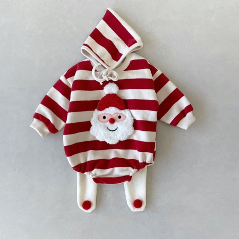 可愛い☆クリスマス☆サンタ☆ハート☆ BABY】クリスマスサンタボーダー、ハートロンパース | Betty