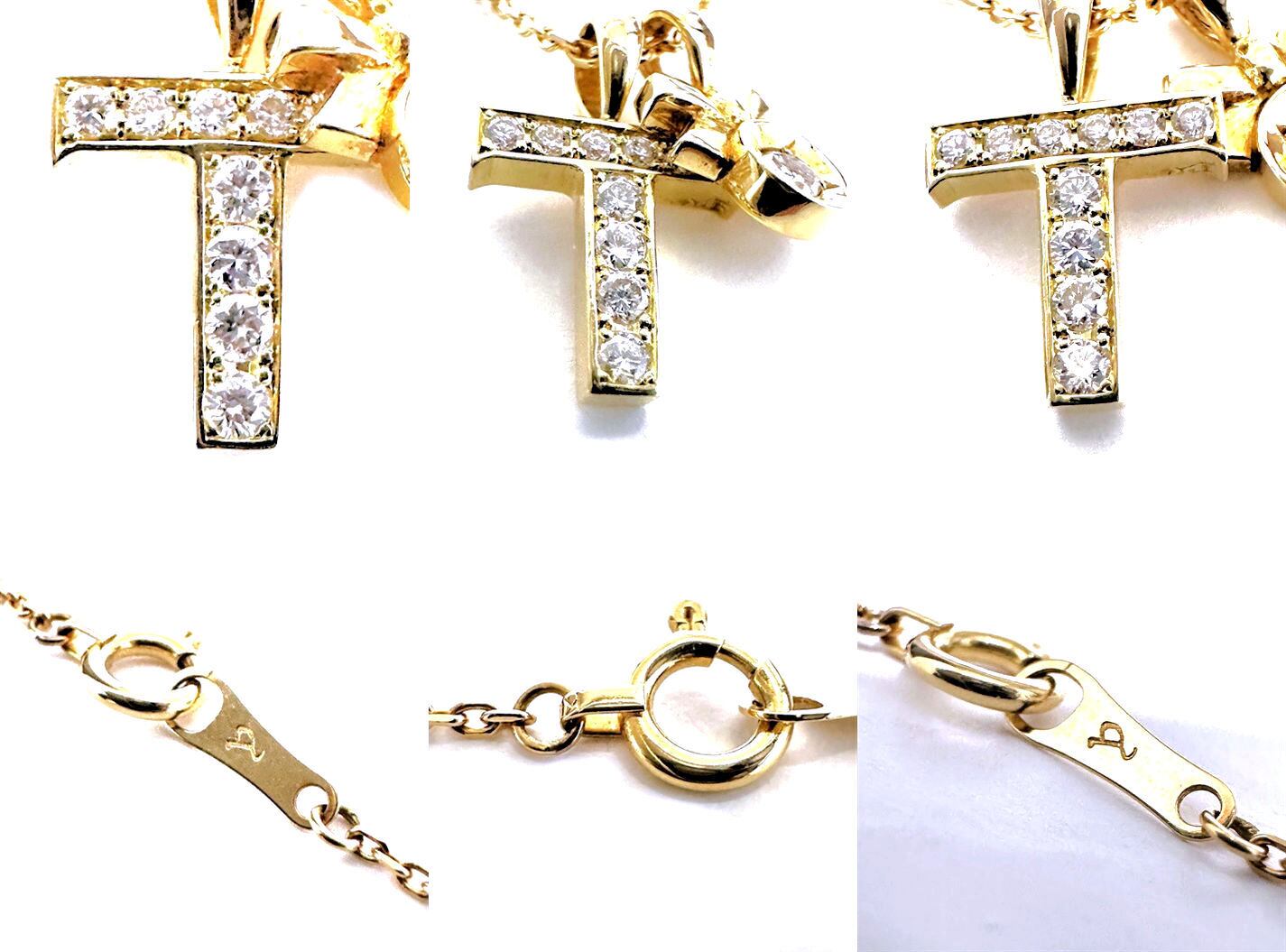 EYEFUNNY アイファニー K18 YG ダイヤモンド T クロス ネックレス