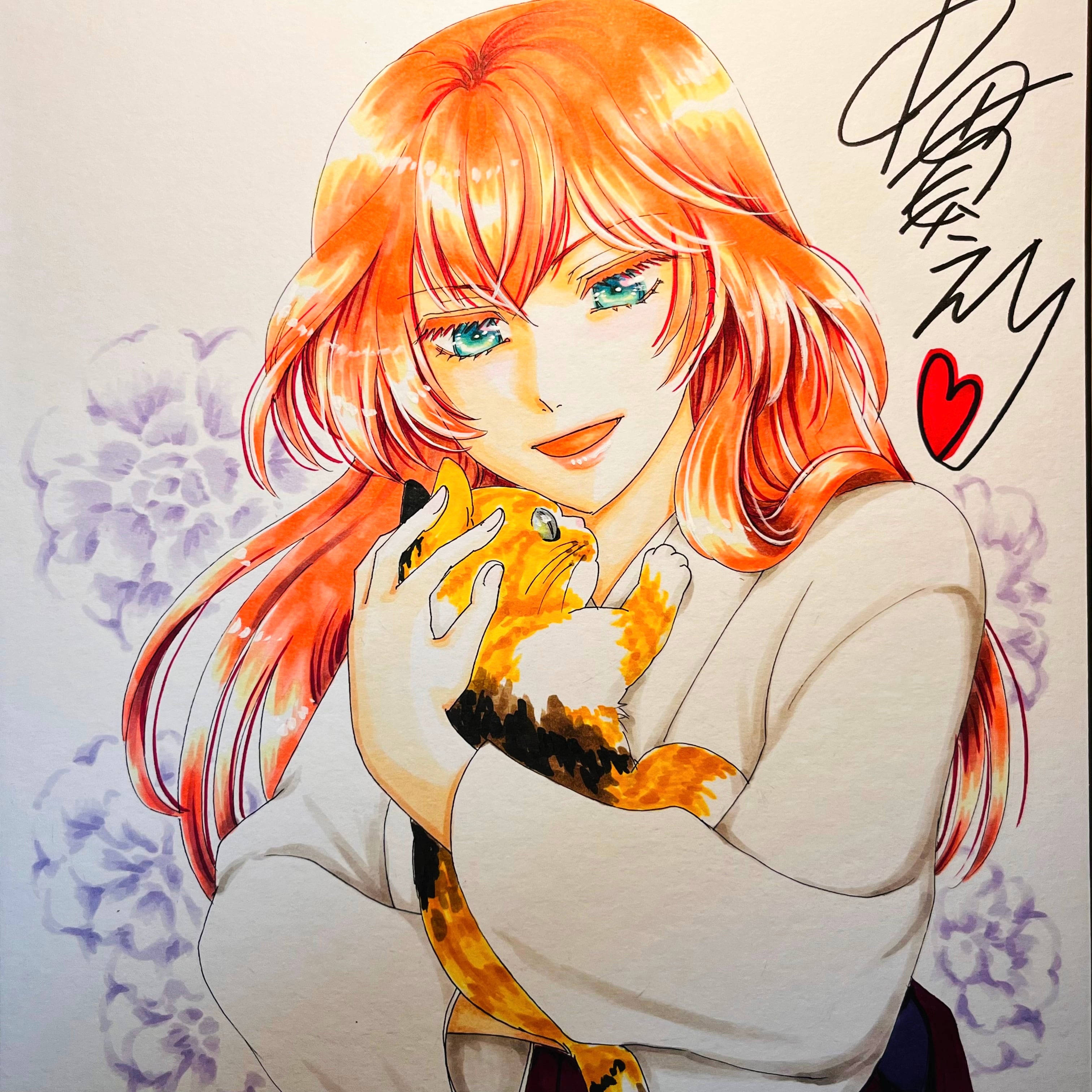 メルル　直筆イラスト色紙 直筆イラスト色紙 葵（三毛猫） | 中貫えりSHOP