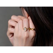 S925 PETIT STONE THIN RING -RAINBOW MOON STONE-