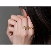 S925 PETIT STONE THIN RING -RAINBOW MOON STONE-