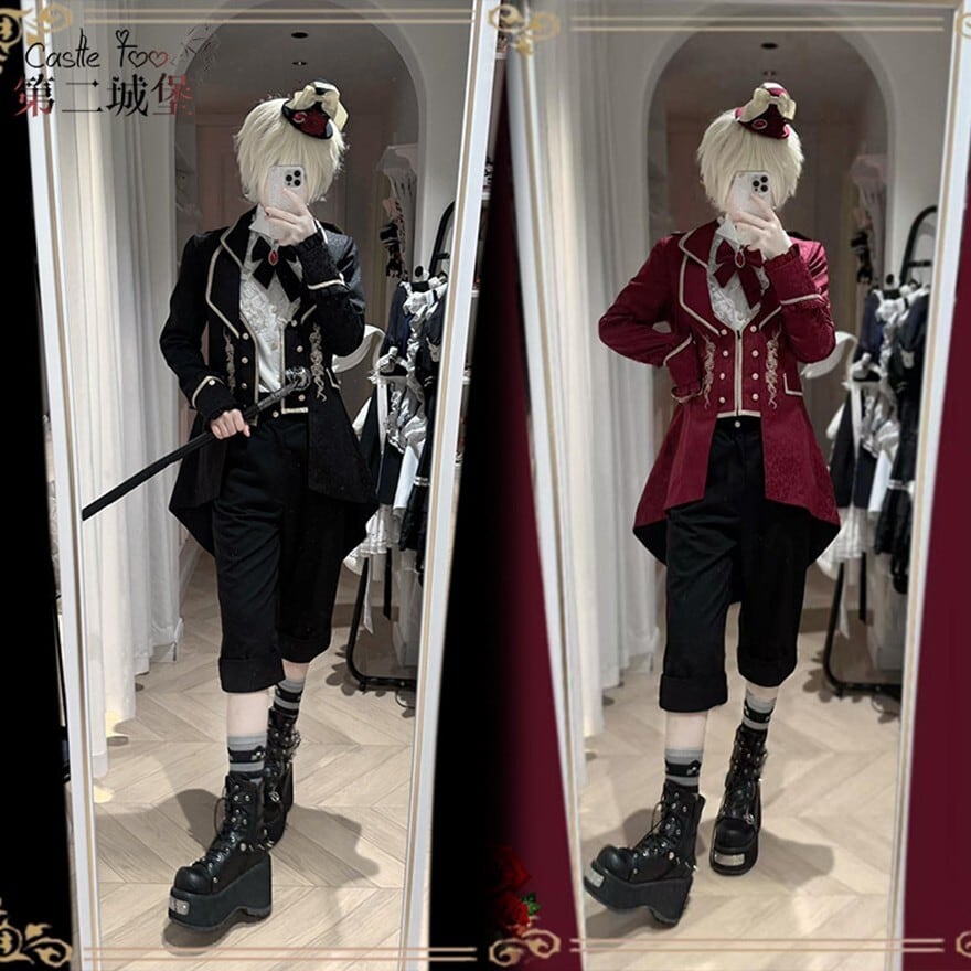 王子系ロリィタ ホワイトフリルブラウス 金ボタン少年装コーデ|WithU