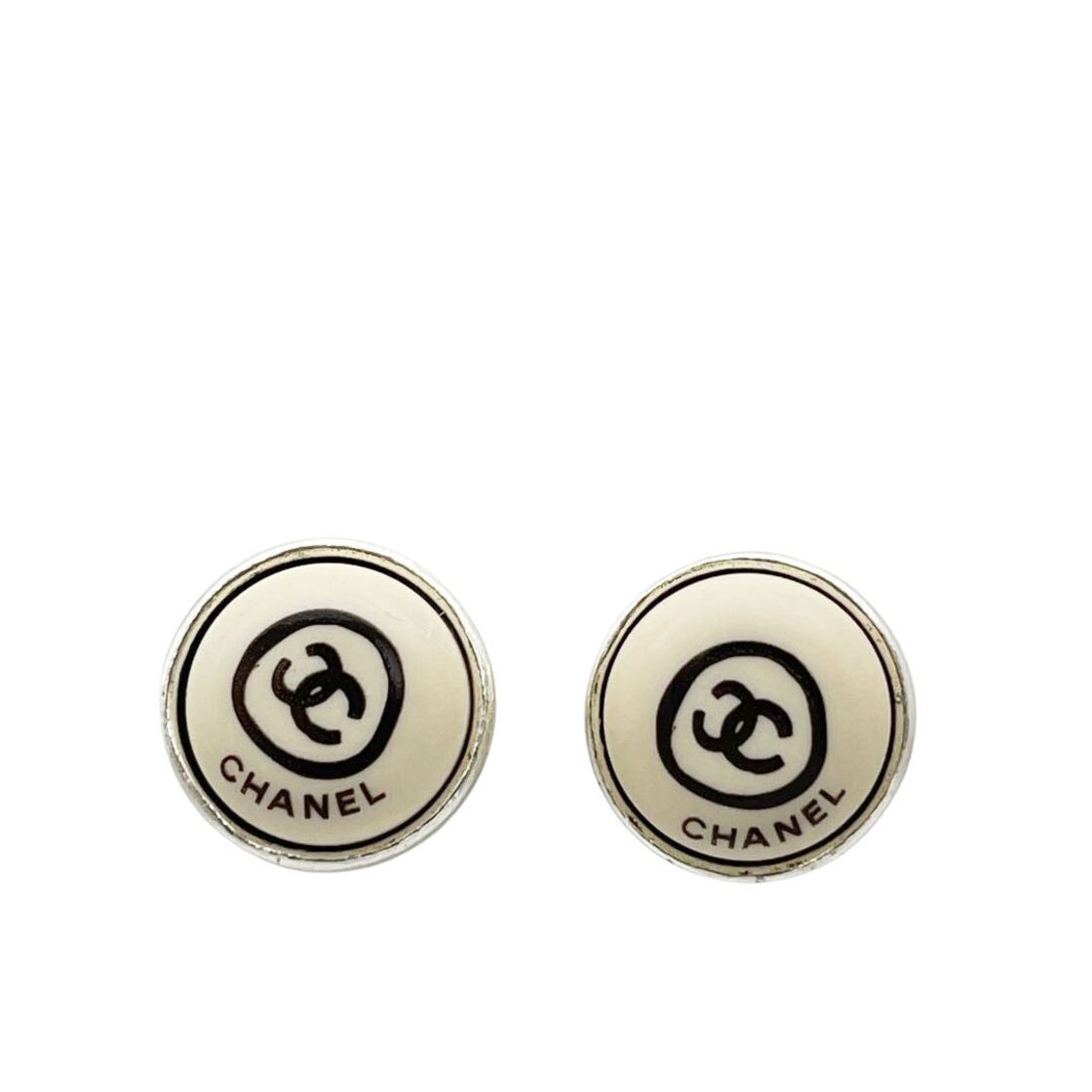 CHANEL シャネル ラウンドピアス ココマーク 手書き風 ベージュ 