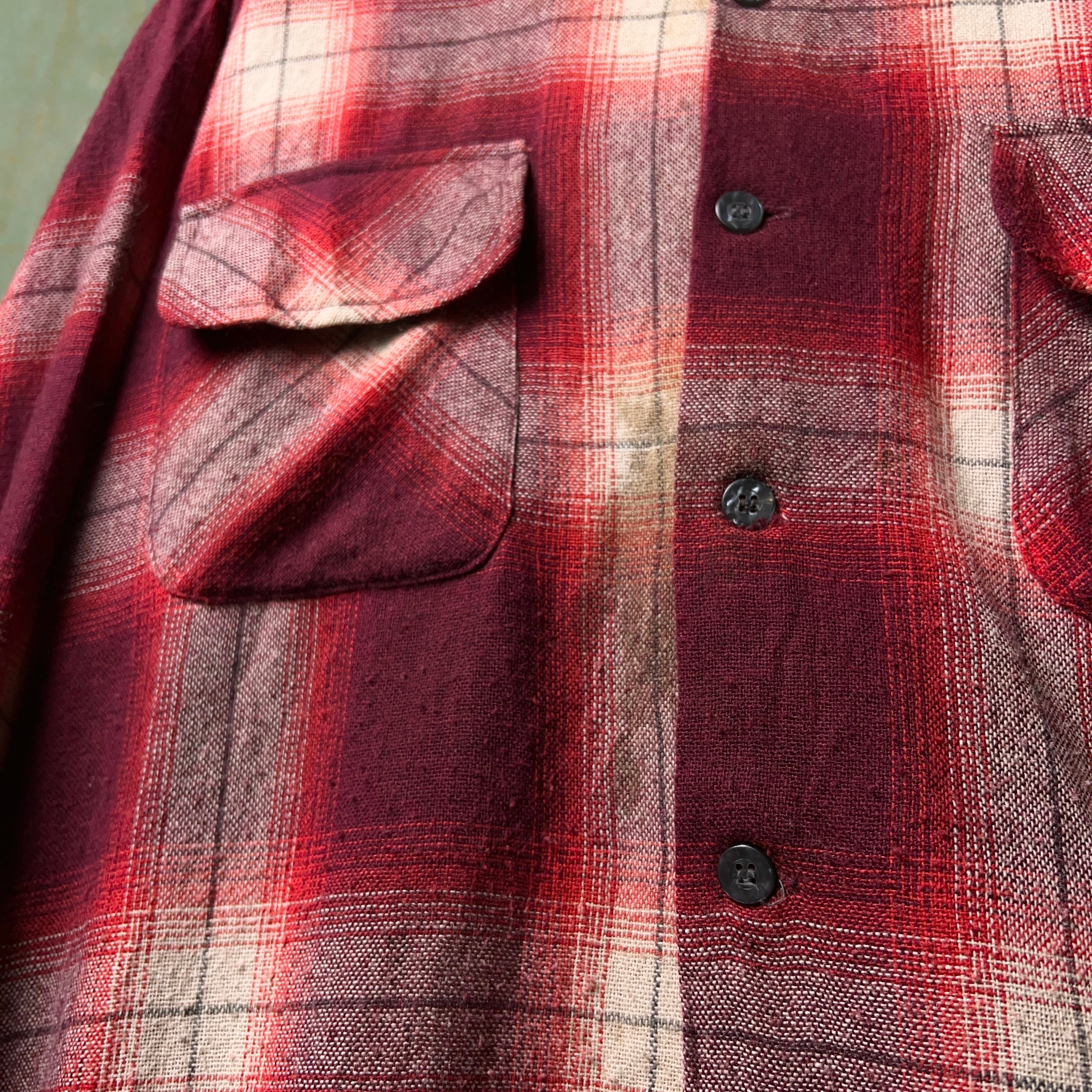 1970's JCPenney Ombre Plaid Wool Shirt 70年代 JCペニー オンブレ