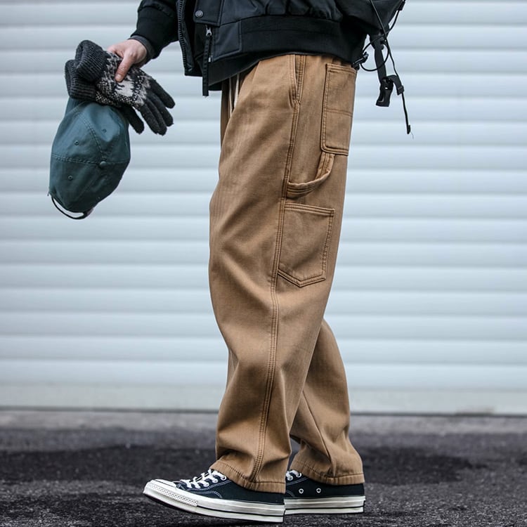 ★HERRINGBONE TWILL BASIC VELVET STRAIGHT PANTS　A0882