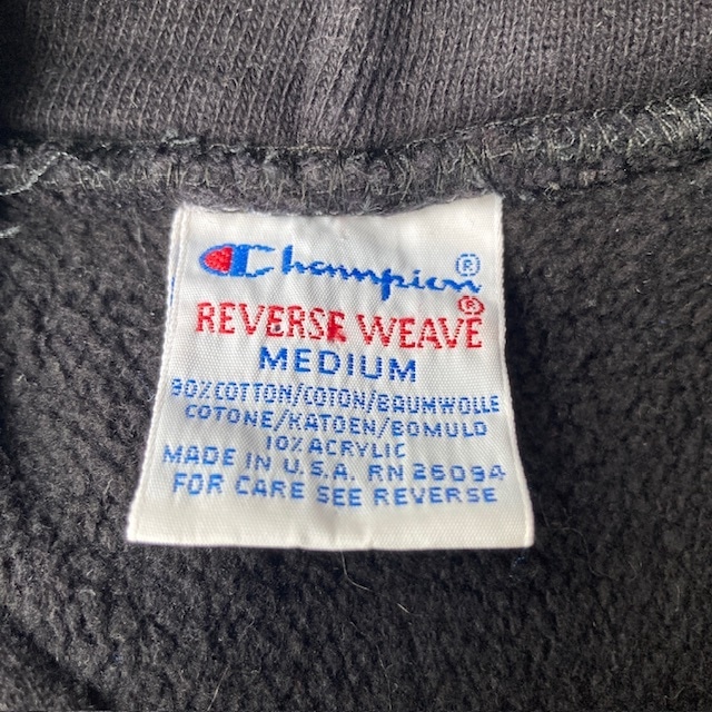 Champion リバースウィーブ パーカー 90s USA製 魔女プリント ブラック ヴィンテージ古着 M 画像3