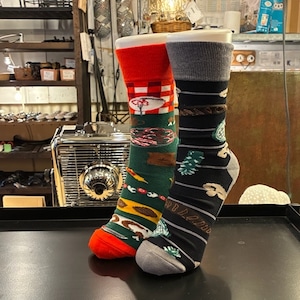 TOPANGA SOCKS Lady's Asymmetry Socks BBQ アシンメトリーソックス バーベキュー 靴下 レディース クルーソックス