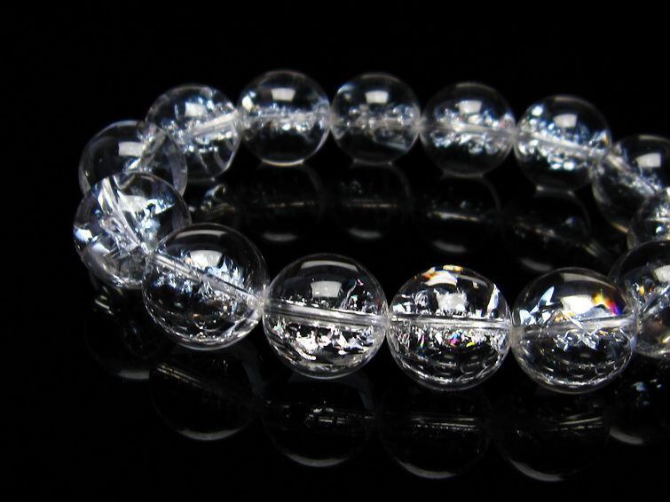 水晶 ブレスレット 虹入り ブレス アイリスクォーツ 16mm おまかせ便