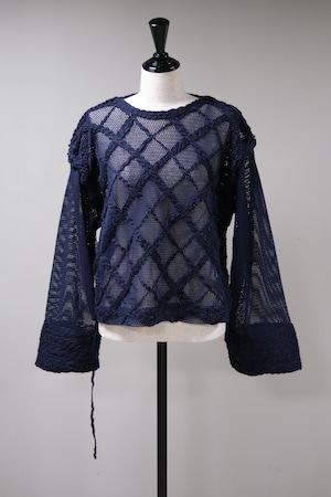 【KOTONA】Argyle mesh knit - navy