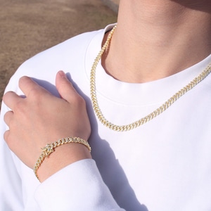 6mm Iced Out Miami Chain Necklace&Bracelet SET