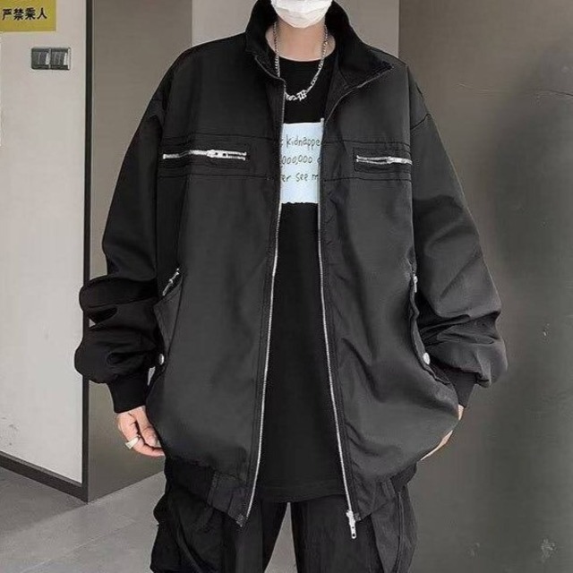ジップデザインスタンドカラージャケット bt1351【韓国メンズファッション】