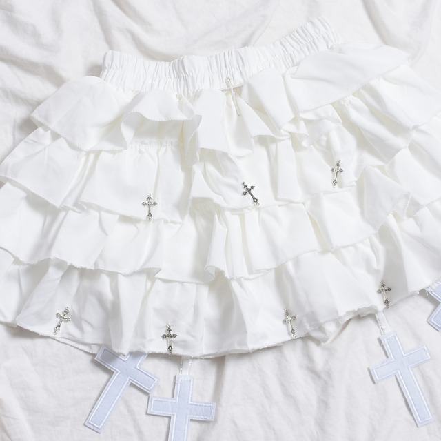 【10/20新着】Manyクロスティアードスカパン(WHITE)
