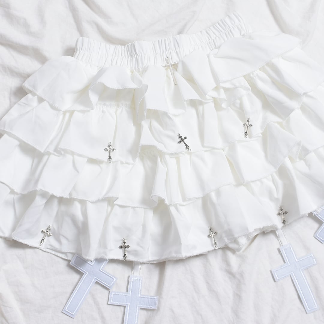 【10/20新着】Manyクロスティアードスカパン(WHITE)