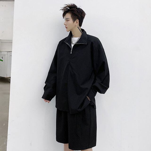 予約販売】メンズ セットアップ 上下 ハーフパンツ 長袖シャツ