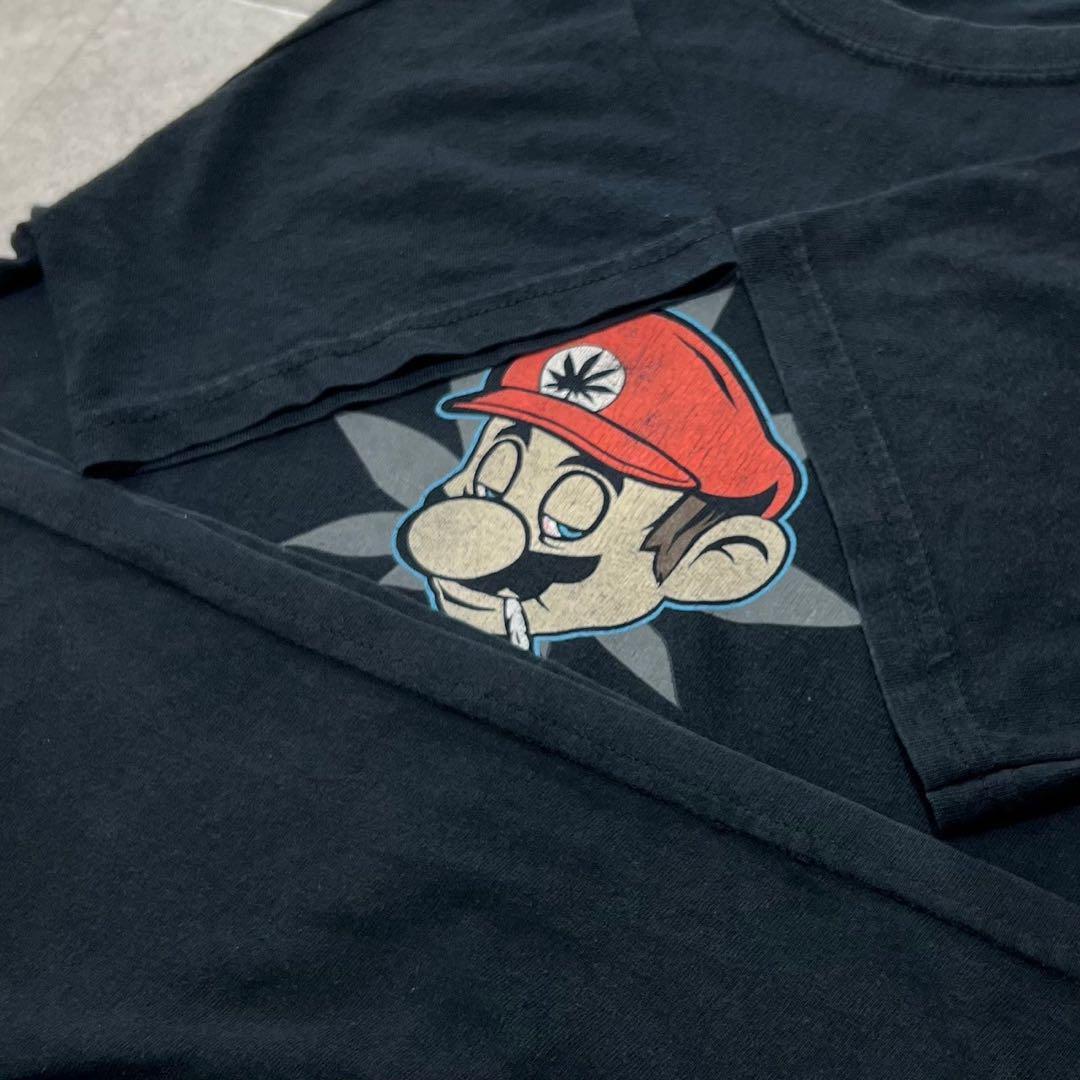 希少 マリオ マリファナ 大麻 Tシャツ 半袖 S 黒 ブラック