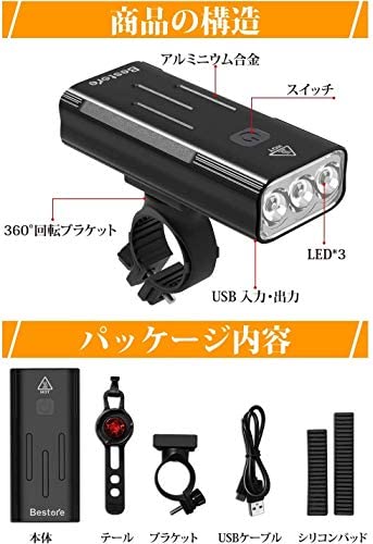 JPCS 自転車ライト Luxuvee 自転車 ライト 防水 USB充電式 1600