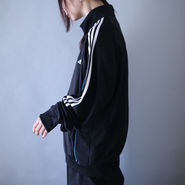 "adidas" black×white×blue good coloring track jacket