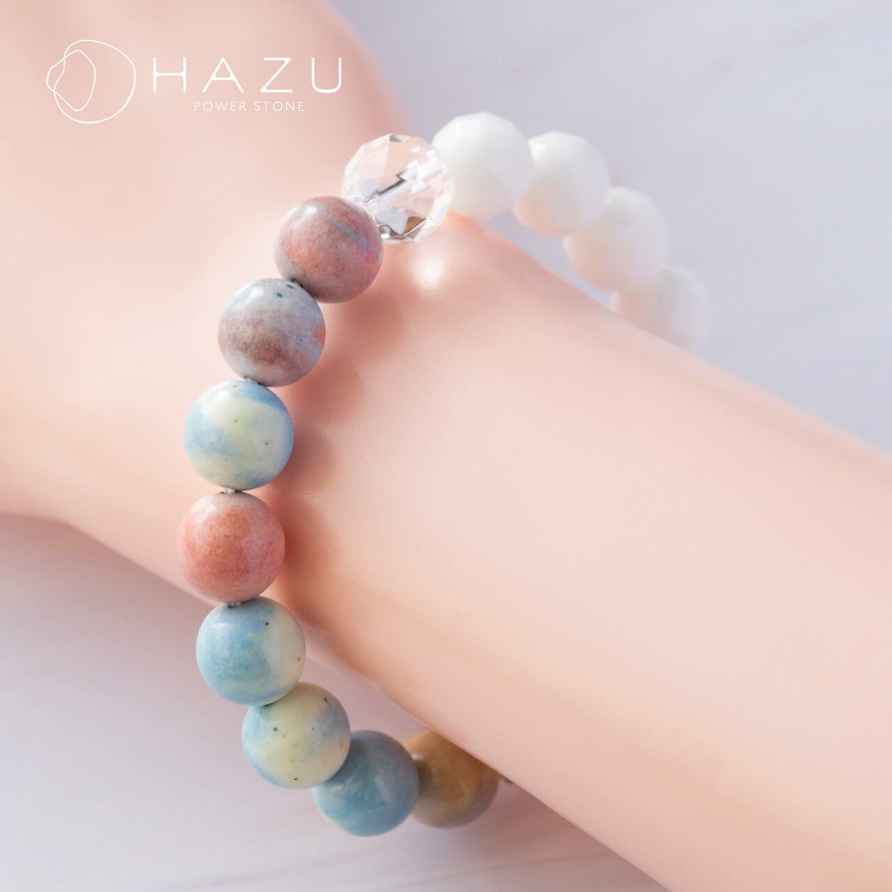 再販】ブレない気持ちで幸運を呼ぶ［レインボージャスパー／ホワイト