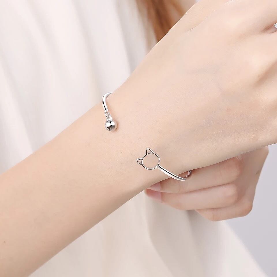 【送料無料】silver925 猫と鈴ブレスレット